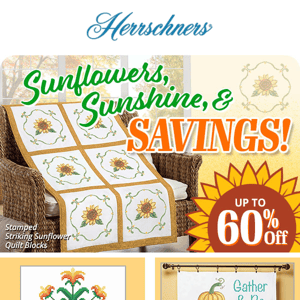 Up to 60% off needlework brings Sunflowers & Sunshine!