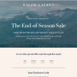 The End-of-Season Sale Ends Tonight