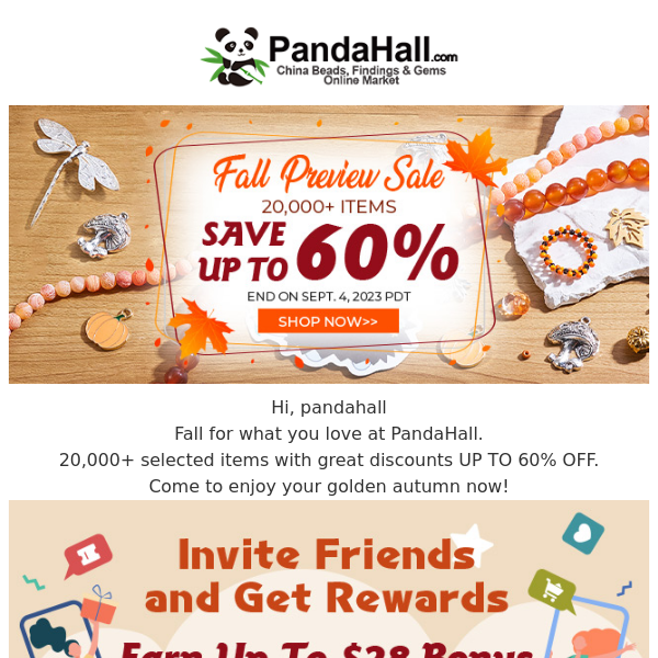 UP TO 60% OFF | Fall for what you love at PandaHall