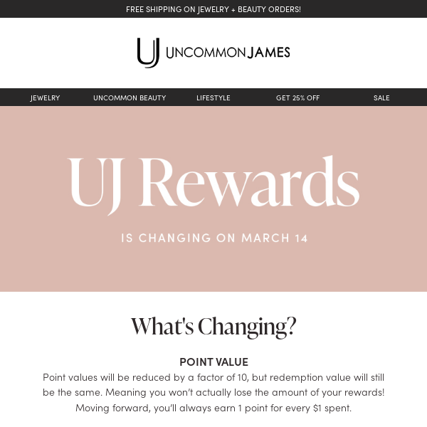 Re: Changes to UJ Rewards