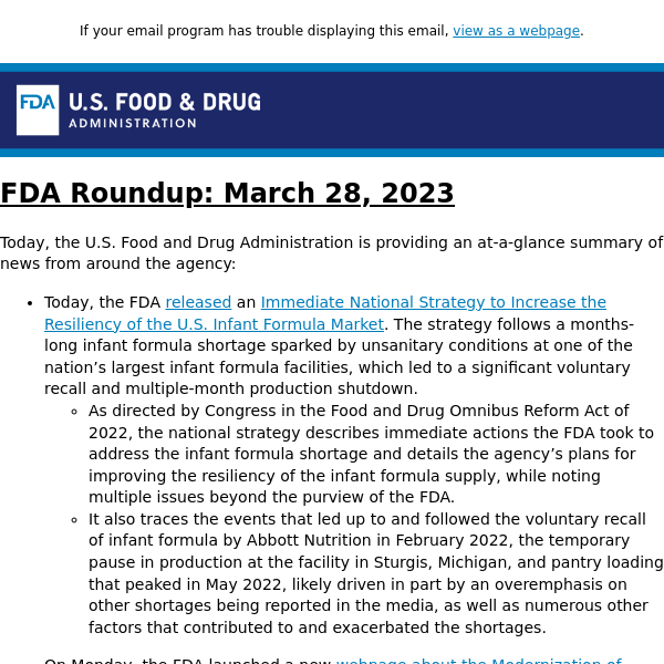 FDA Roundup: March 28, 2023