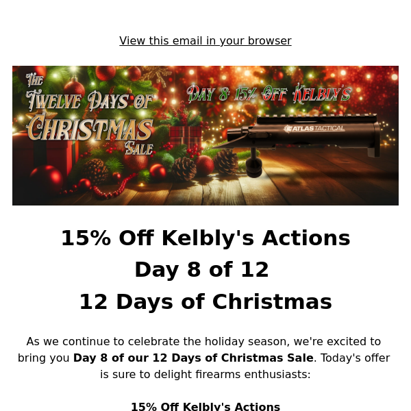 15% Off Kelbly's Actions - Day 8 of 12 Days of Christmas