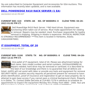 GSA Auctions Computer Equipment and Accessories Update