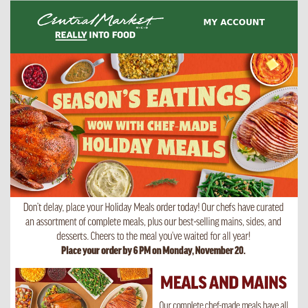 Last Call! Reserve Your Holiday Meal By 6 PM on November 20!