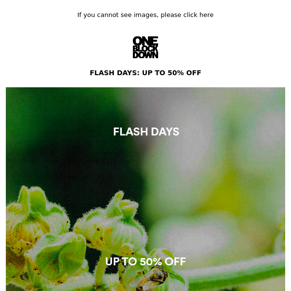 FLASH DAYS: UP TO 50% OFF