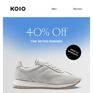 FLASH SALE: 40% OFF THE RETRO RUNNER