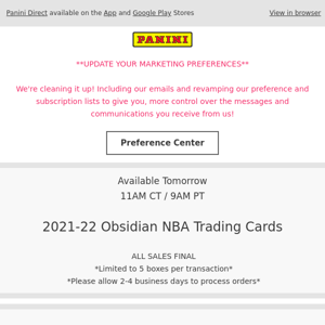 🏀 2021-22 Panini Obsidian NBA Trading Cards Available Tomorrow!