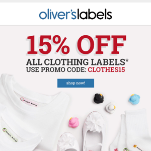 👕 Clothing Labels Sale - 15% Off! 👕