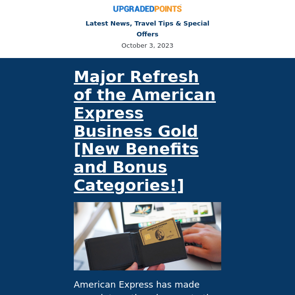 Amex Business Gold refresh, iPhone 15 Pro review, Hyatt Amex Offers, and more...