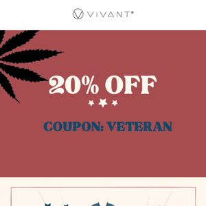 20% OFF! Thank you veterans!