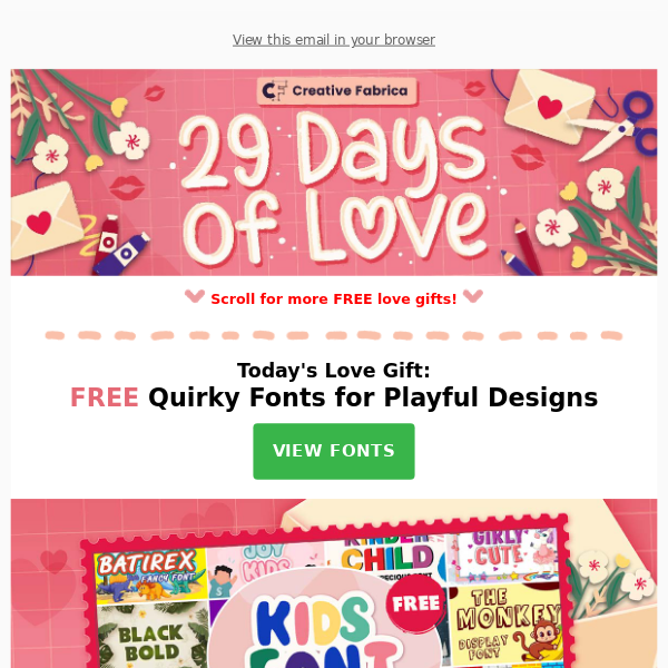 😍 29 Days of Love: FREE Playful Font Bundle!