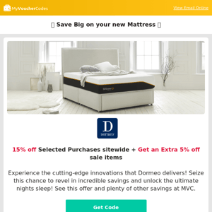 Extra 5% of Dormeo Sale Items