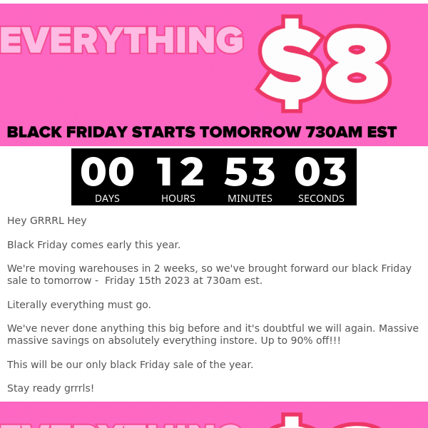 Black Friday Starts Tomorrow At 730am EST