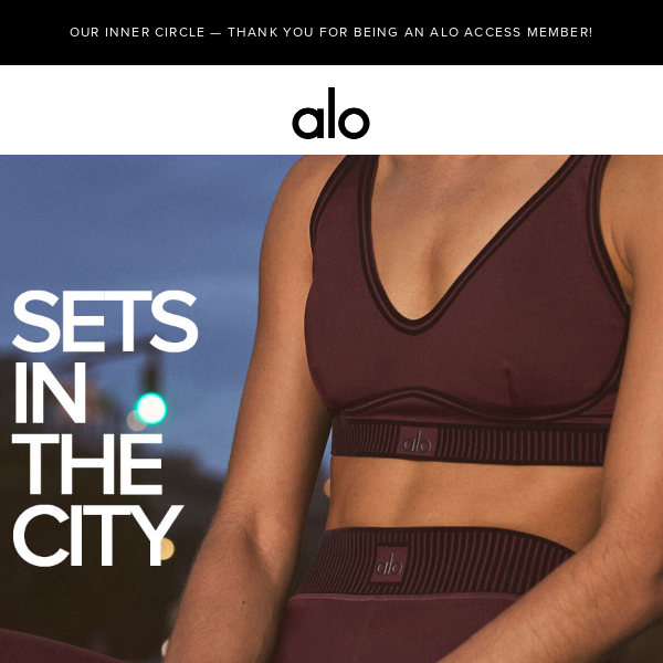 Fresh workout sets in NEW Cherry Cola - Alo Yoga