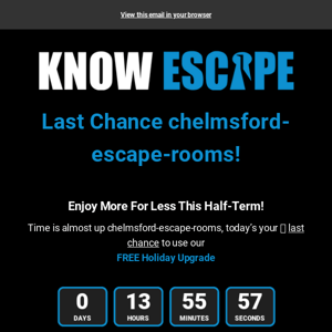 ⏰  Last Chance Chelmsford Escape Rooms -  Tick Tock