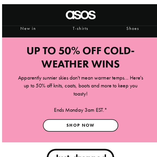 Up to 50% off cold-weather wins 🌨