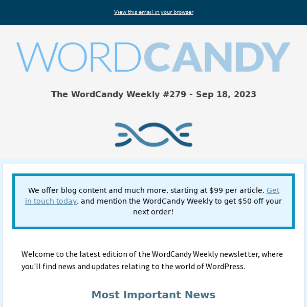 The WordCandy Weekly #279 (18 September, 2023)