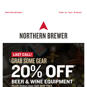 20% Of Equipment Ends Tonight!