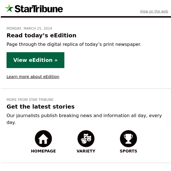 Today's Star Tribune eEdition is Ready