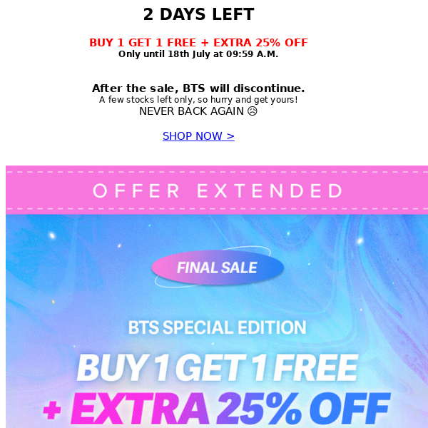 DO NOT MISS THIS 💥 BTS EDITION LAST SALE