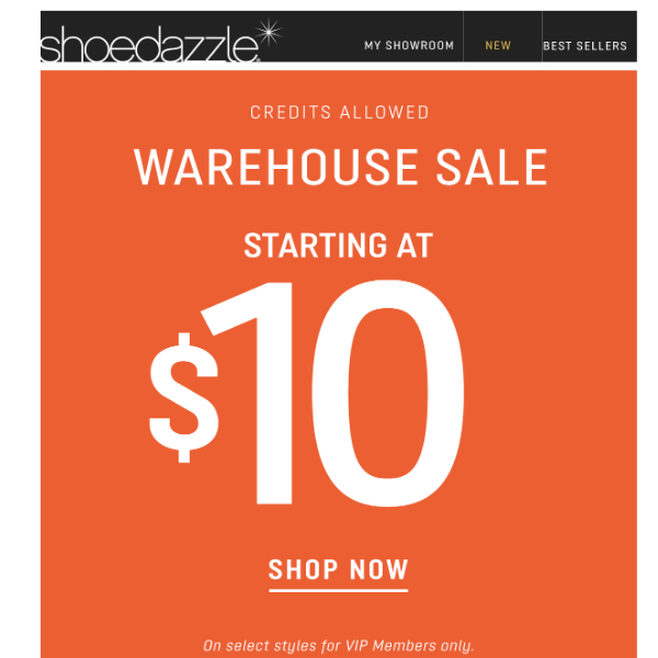 Starting at $10: WAREHOUSE SALE