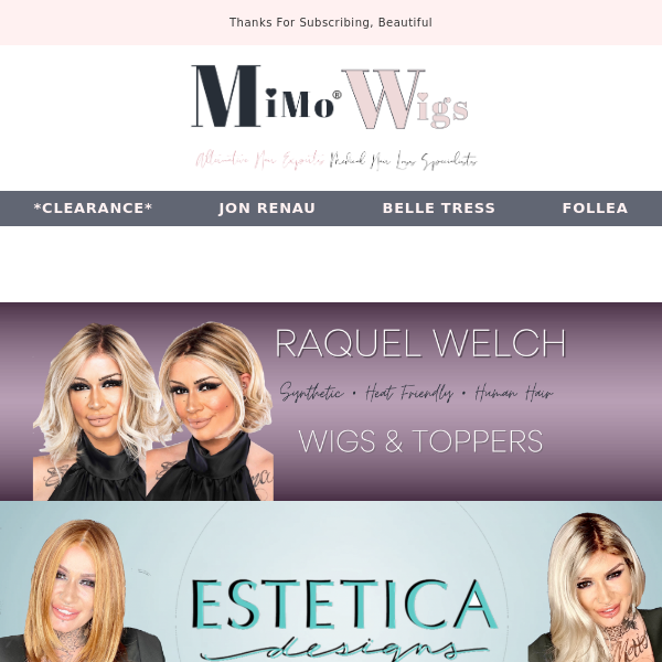30% OFF Raquel Welch, Estetica Designs and Gabor wigs at MiMo