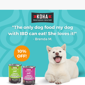 10% OFF Select Limited Ingredient Diet Recipes for Dogs