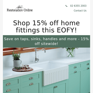 Shop 15% off home fittings this EOFY!