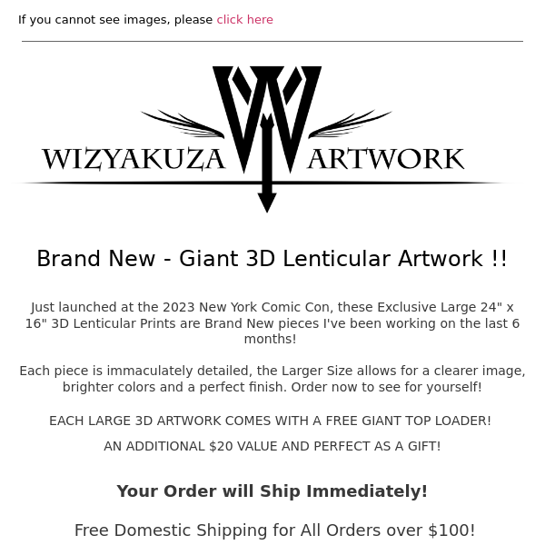 GIANT 3D ARTWORK! - BLACK FRIDAY SHIPPING NOW! || Wizyakuza.com