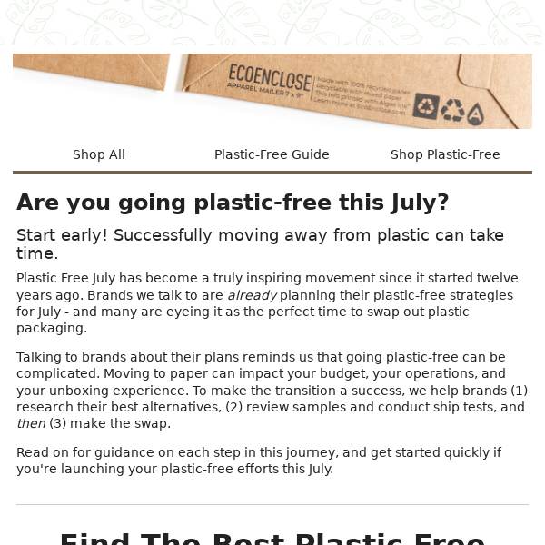 Get Ready For Plastic-Free July