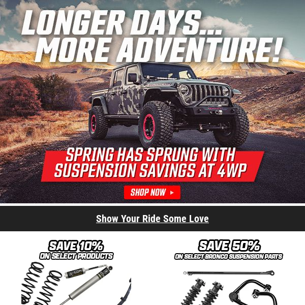 🏁 Ready, Set, SAVE! Up to 75% off Suspension Deals - GO, GO, GO!