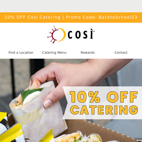 Save 10% on Back to School Catering!