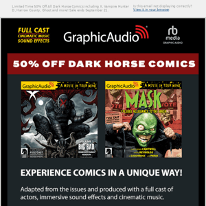 Limited Time 50% Off All Dark Horse Comics including X, Vampire Hunter D, Harrow County, Ghost and more!