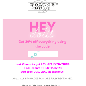 🛍 Last Chance... 20% OFF Everything