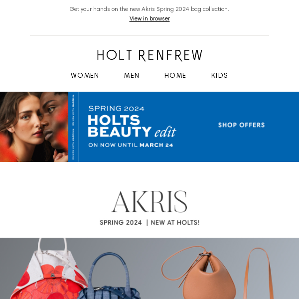Launching at Holts! Akris Designer Bags