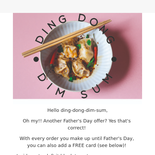 Free Father's Day Card With Every Order