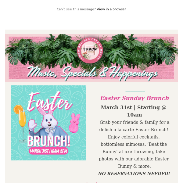 🐰 Easter Brunch, Puppy Painting, Axe Leagues & more! Take a peek.