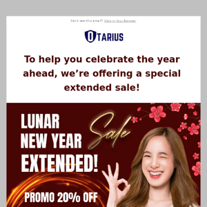 Lunar New Sale Extended: 20% OFF! 🔥