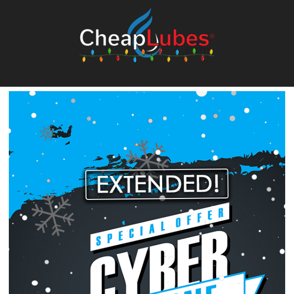 🎁CheapLubes.com Cyber Monday Sale Extended - Get 15% Off Your Entire Order or Free Savvy Shipping on orders over $30 till Tues.,  December 6th. (A,C)