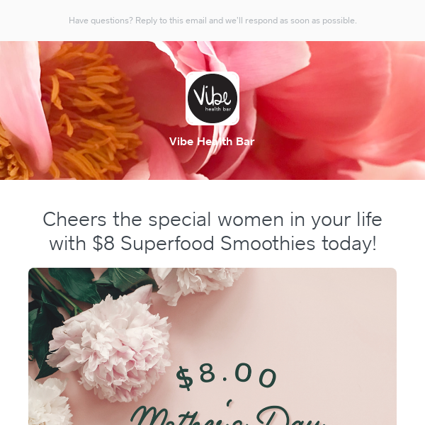 Join us for $8 Mother's Day Smoothies ❤️