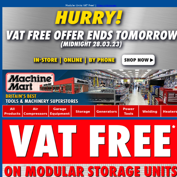 REMINDER: VAT FREE!! on Garage Modular Storage Ends Tomorrow