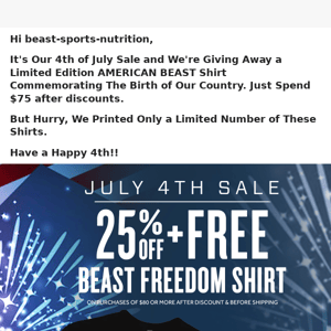 🧨4th of July Sale- 25% OFF + FREE AMERICAN BEAST Shirt