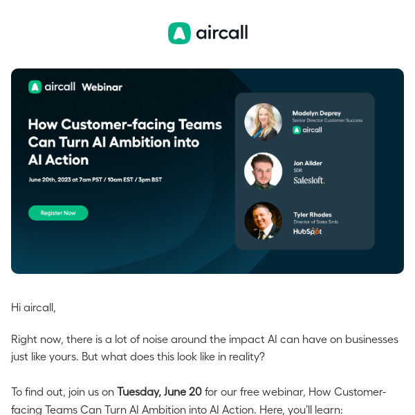 Ready to get your AI journey started, Aircall?