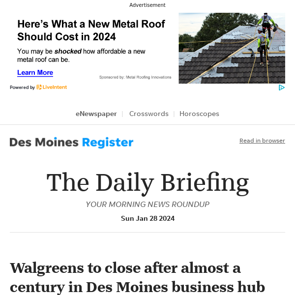 Daily Briefing: Walgreens to close after almost a century in Des Moines business hub