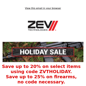 Firearms are up to 25% off.