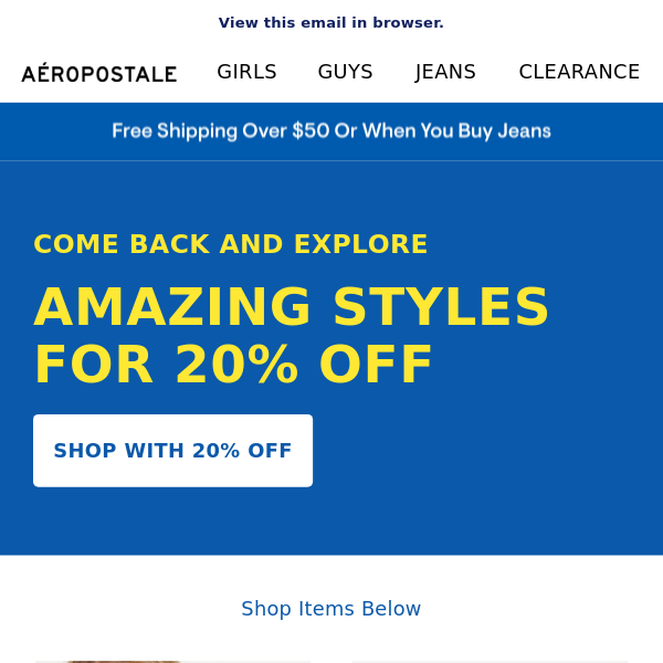 Get 20% Off Your Aero Styles