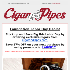 Foundation Labor Day Cigars Deals!