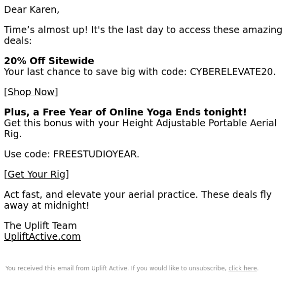 🗓️ Final day: 20% Off + Free Yoga Studio Access