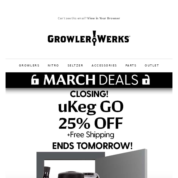 uKeg GO 25% Off ENDS TOMORROW