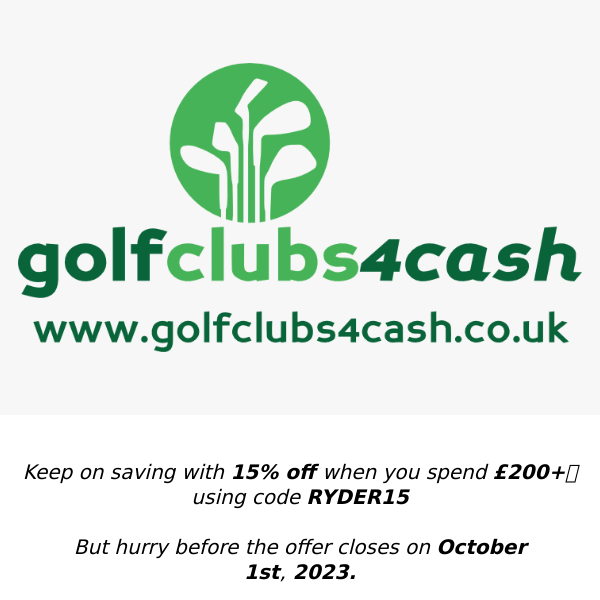 Get 15% off* during the Ryder Cup⛳